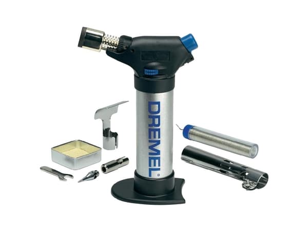 Dremel 2200-4, Käsinpideltävä puhalluslamppu, Juottaminen, Lämmitys, Juottaminen, Butaani, Piezo, Musta, Hopea, 0,042 L