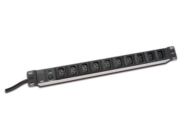 Digitus 10-Outlet Strip, 10 AC-pistorasia(a), 250 V, 50 - 60 Hz, 10 A, 2500 W, Musta