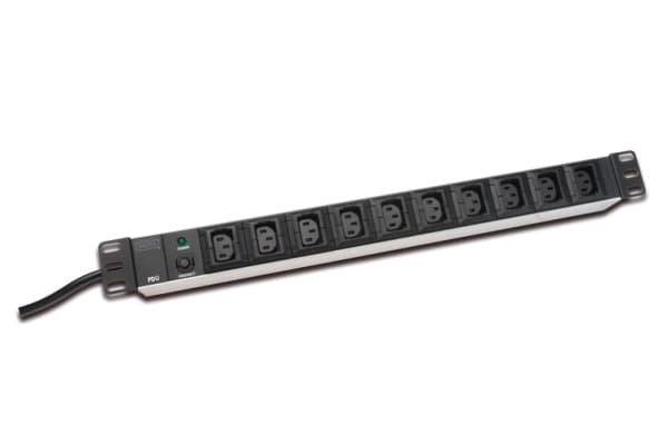 Digitus 10-Outlet Strip, 10 AC-pistorasia(a), 250 V, 50 - 60 Hz, 10 A, 2500 W, Musta