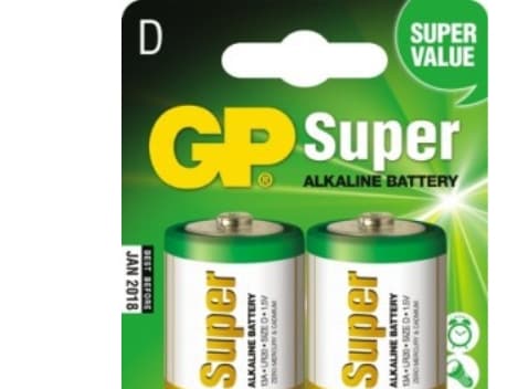 GP Batteries Super Alkaline D batteri, 13A/LR20, 2-pak