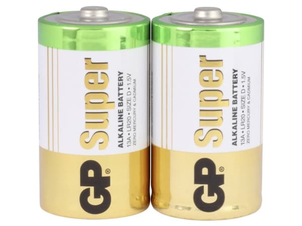 GP Batteries Super Alkaline D batteri, 13A/LR20, 2-pak