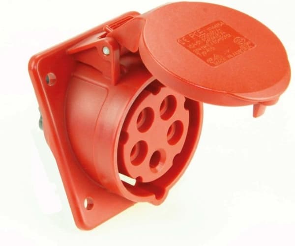 PCE Slanted panel socket 5P 16A 400V red (415-6F87)