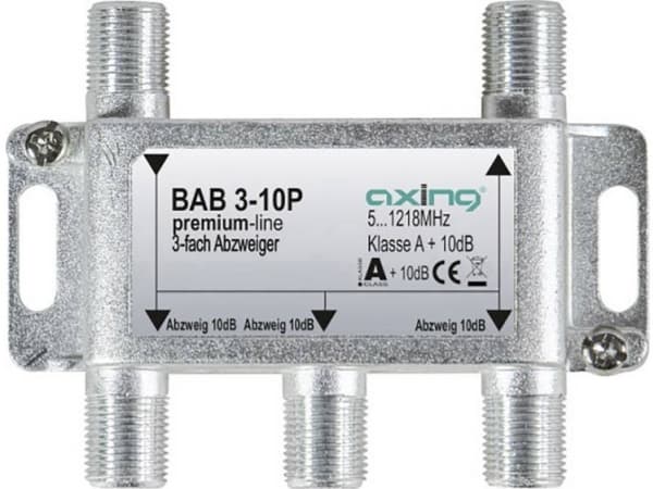 Axing BAB 3-10P, Kabelspillter, 5 - 1218 MHz, Grå, A, 10 dB, F