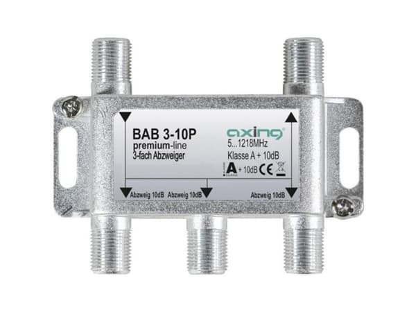 Axing BAB 3-10P, Kabelspillter, 5 - 1218 MHz, Grå, A, 10 dB, F
