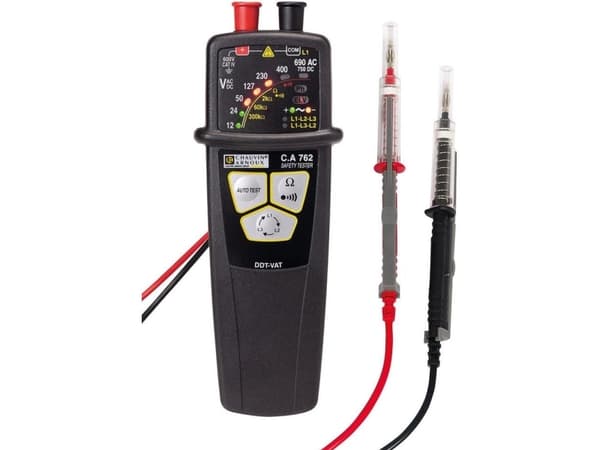 Chauvin Arnoux C.A 762 IP2X To-polet spændingstester CAT IV 600 V LED, Akustik