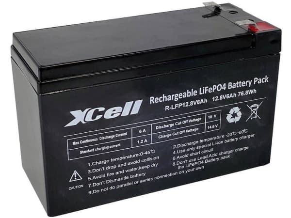 XCell 12.8-6 Spesialbatteri LiFePo batteri Fladstik LiFePO 4 12.8 V 6000 mAh