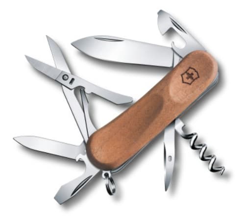 Victorinox EvoWood 14, Fällkniv av slipjoint-modell, Kniv med flera verktyg, 20 mm, 73 g