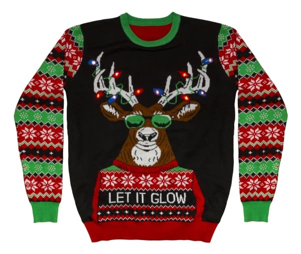 LED Christmas Sweater, Battery, Large