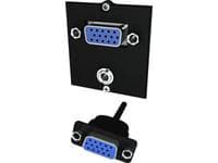 Bachmann Custom module - Modulkontaktplatta med insnäppsfästen - minihörlurskontakt, stereo 3,5 mm, VGA - svart