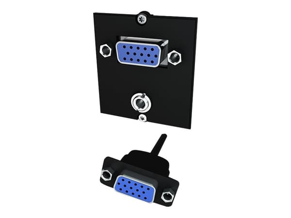 Bachmann Custom module - Modulkontaktplatta med insnäppsfästen - minihörlurskontakt, stereo 3,5 mm, VGA - svart Svart, Blå