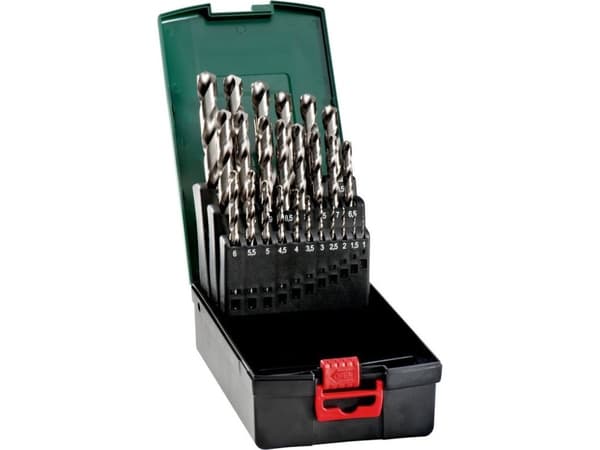 Metabo 627669000, Drill, Drill bit set, 1,3 cm, Legert stål, Støpejern, Cast steel, Grafitt, Plast, Stål, Boks, 25 stykker