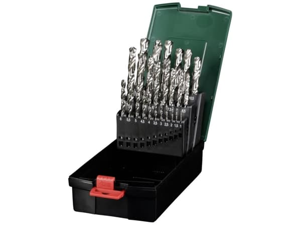 Metabo 627669000, Drill, Drill bit set, 1,3 cm, Legert stål, Støpejern, Cast steel, Grafitt, Plast, Stål, Boks, 25 stykker