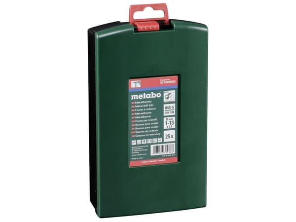 Metabo 627669000, Drill, Drill bit set, 1,3 cm, Legert stål, Støpejern, Cast steel, Grafitt, Plast, Stål, Boks, 25 stykker