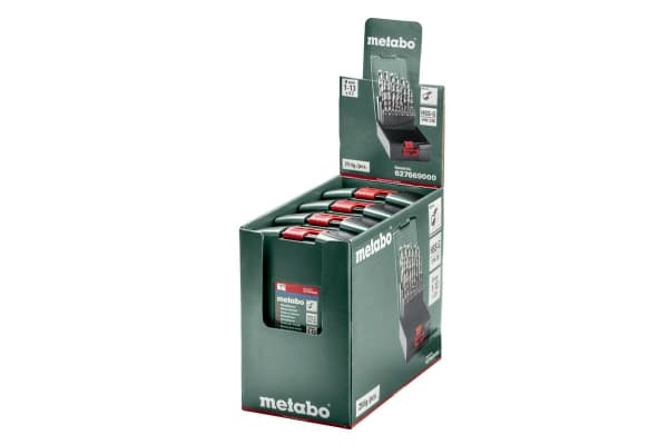 Metabo 627669000, Drill, Drill bit set, 1,3 cm, Legert stål, Støpejern, Cast steel, Grafitt, Plast, Stål, Boks, 25 stykker
