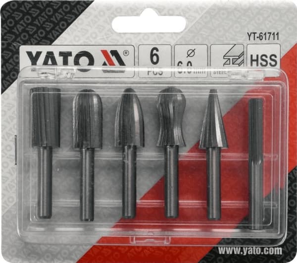 Yato YT-61711, Jyrsinleikkurisetti, Alumiini, Terästä, 6 mm, 3000 RPM, Terästä