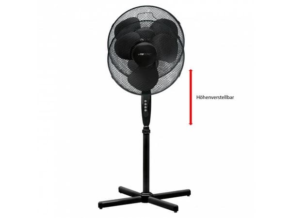 Clatronic VL 3603 S, Kotitaloustuuletin ilman lapoja, Musta, Lattia, Metalli, 40 cm, Painikkeet