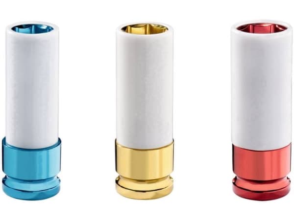 Metabo 628833000, Hylsnyckeluppsättning, 3 styck, Gul, Vit, Blå, Röd, 17,19,21 mm