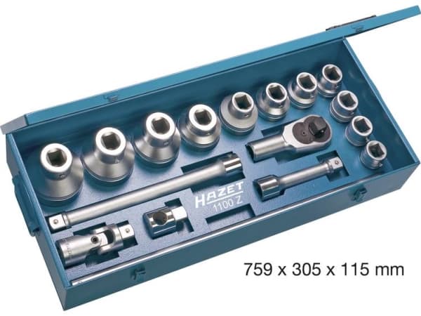 HAZET 1100Z, Pistorasiasarja, 1", Metrinen, 17 pää(t), 75,9 cm, 305 mm