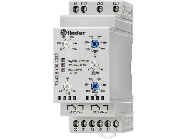 Finder 70.42.8.400.2032 Övervakningsreläer 380 - 415 V/AC 2 x brytare 1 st