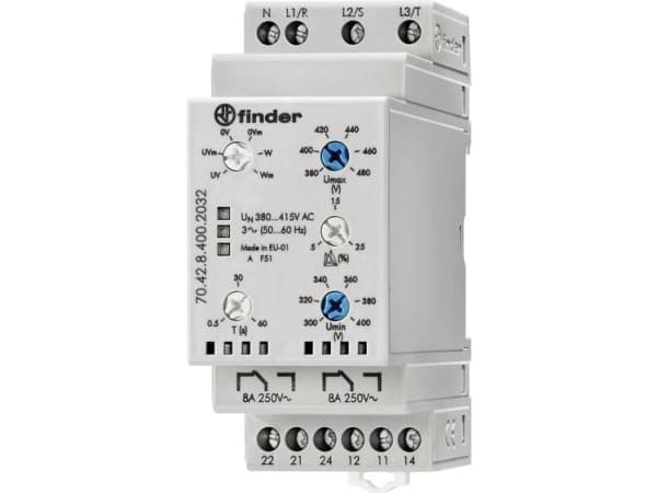 Finder 70.42.8.400.2032 Övervakningsreläer 380 - 415 V/AC 2 x brytare 1 st