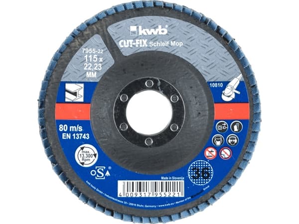 kwb CUT-FIX, Slipskiva, Metall, 2,2 cm, 11,5 cm, Svart, Blå, 80 m/s