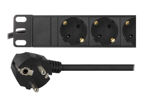 Deltaco GT-8527, 2 m, 9 AC-pistorasia(a), Sisätila, Musta, 3680 W, 44,4 mm