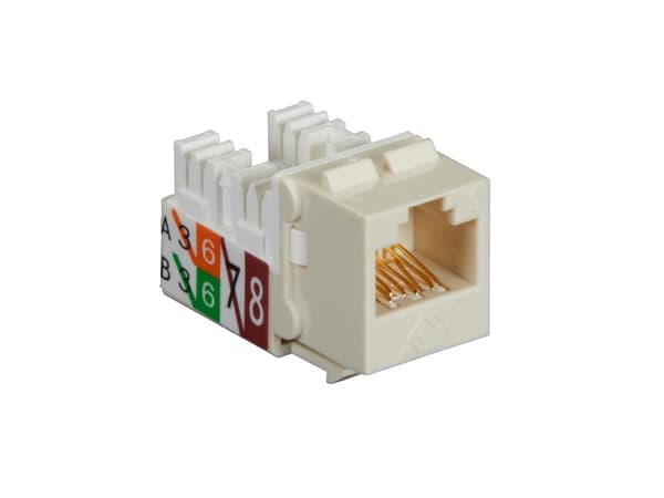 Black Box FMT635-R3, Platt, Vit, RJ-45, Honkoppling, Nickel/Guld, Cat6