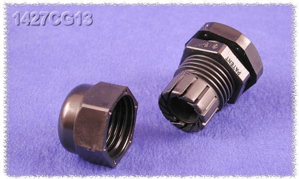 Hammond Electronics 1427CG21 Däckavlastningsklämma-diameter (max.) 18 mm Polyamid Svart 1 st