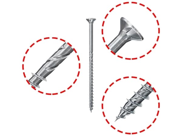 Fischer 670467, Skru, Rustfritt stål, Tre, Generell nytte, Delgjenge, Flathode