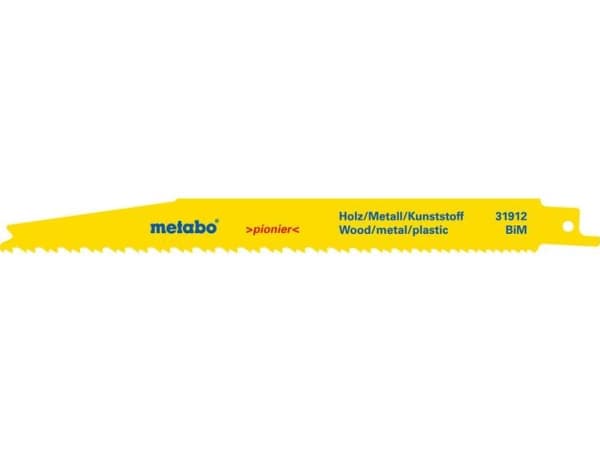 Metabo 631912000, Sabelsagblad, Metall, Plast, Tre, Blå, Hvit, Gult, 1,5 mm, 20 cm, 2 stykker