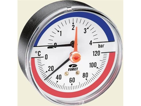 HYDROTERMOMETER TIM-ABS 80. Ø80MM X ½" 0 - 6 BAR 20-120G