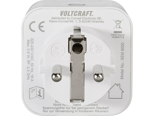 VOLTCRAFT SEM6000, Tyyppi F, 0 - 40 °C, 10 - 90%, Valkoinen, Teho, 220 - 240 V