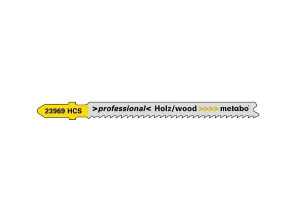Metabo 623969000, Stikksagblad, Sponplate, Fibre board, Løvtre, Plast, Kryssfiner, Mykt tre, High Carbon Steel (HCS), Grå, Gult, 7,4 cm, 2,7 mm