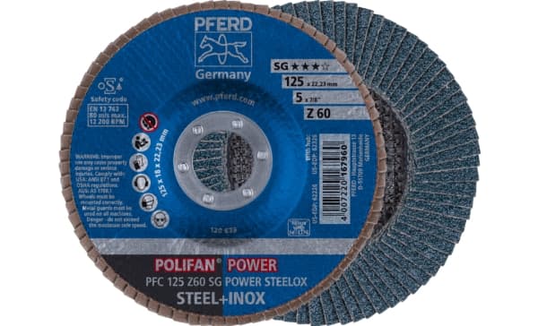 PFERD PFC 125 Z 60 SG POWER STEELOX, Metall, 12200 RPM, 12,5 cm, 10 stykker