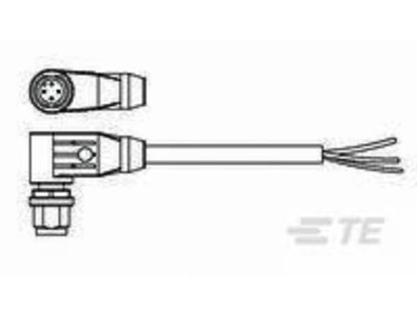 TE Connectivity 2273098-3, M12, Musta, Uros, Kulmikas, Muovi