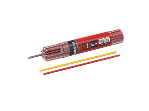 Dybhulsmarkør dry refill - Pakke m/4 grafitstifter & 6 kridt (rød+gul) Hultafors 650120