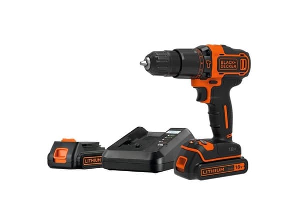Black & Decker BDCHD18K1B2-QW, Boremaskin med pistolgrep, 1400 RPM, 1 cm, 360 RPM, 21000 bpm, Batteri