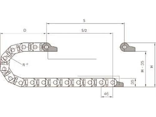 IGUS Kabelkedja2400.05.125interna mått 25x57mm, Radius 100mm