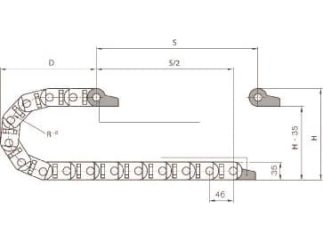 IGUS Kabelkedja2400.05.125interna mått 25x57mm, Radius 100mm