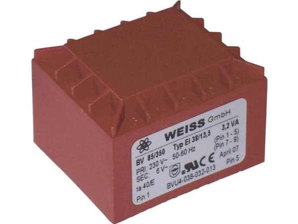 Weiss Elektrotechnik 85/355 Utskriftstransformator 1 x 230 V 1 x 24 V/AC 3,20 VA 133 mA