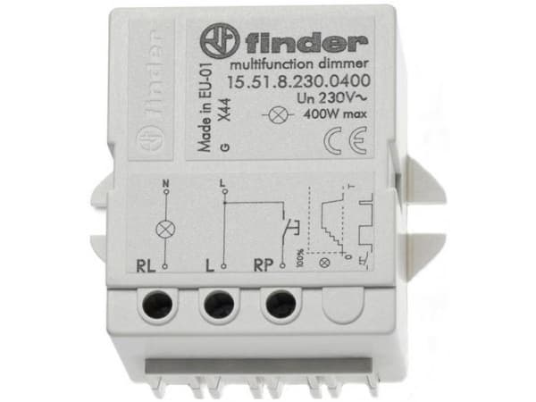 Strømstødskontakt Underpuds og overpuds Finder 15.51.8.230.0400 1 x sluttekontakt 230 V/AC 400 W 1 stk