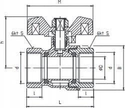 Perfexim Vesipalloventtiili WW DN25 läppäventtiili 1041 G1 WW PN16 C DN25 [6/60]