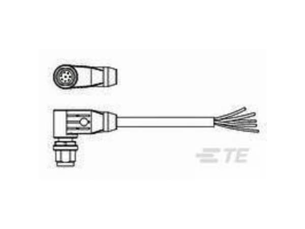TE Connectivity 2273096-1, M12, Svart, Hankoppling, Vinklad, Plast