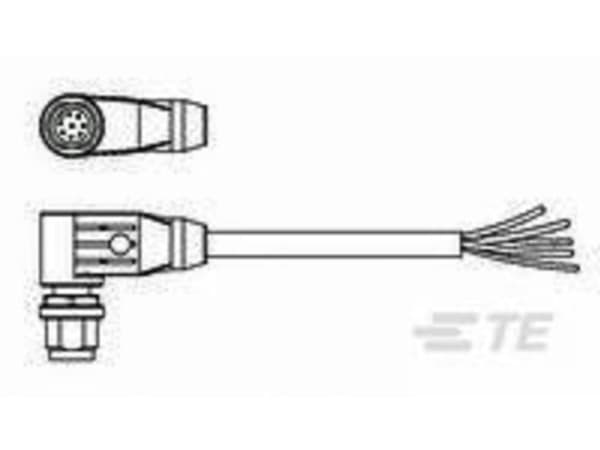 TE Connectivity 2273096-1, M12, Svart, Hankoppling, Vinklad, Plast