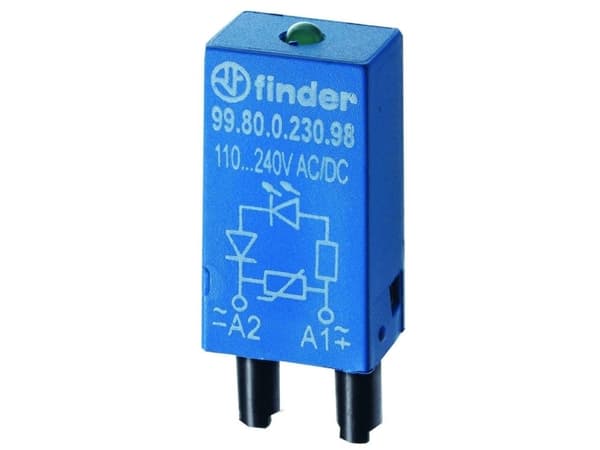 Finder Insticksmodul med EMC-skydd av reläspolen, Med frihjulsdiod, med LED 99.80.9.024.90 Ljusfärg: Röd 1 st