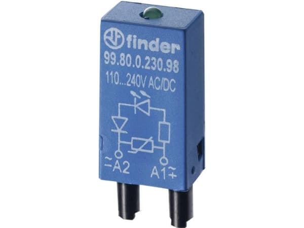 Finder Insticksmodul med EMC-skydd av reläspolen, Med frihjulsdiod, med LED 99.80.9.024.90 Ljusfärg: Röd 1 st