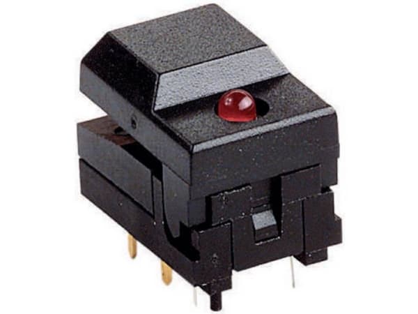 Weltron 604108 Trykknap 12 V 0.03 A 1 x Off/(On) Tastende Rød (L x B x H) 17.5 x 12.5 x 15 mm 1 stk
