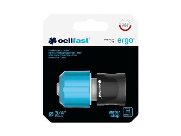 CELLFAST 53-125, Slangekontakt, 3/4", ABS, Polykarbonat (PC), Rustfritt stål, Sort, Blå