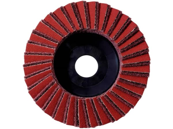 Metabo 626369000, Lamellslipskiva, Platt i mitten, Metall, Rostfritt stål, Stål, Varje varumärke, 12,5 cm, Röd