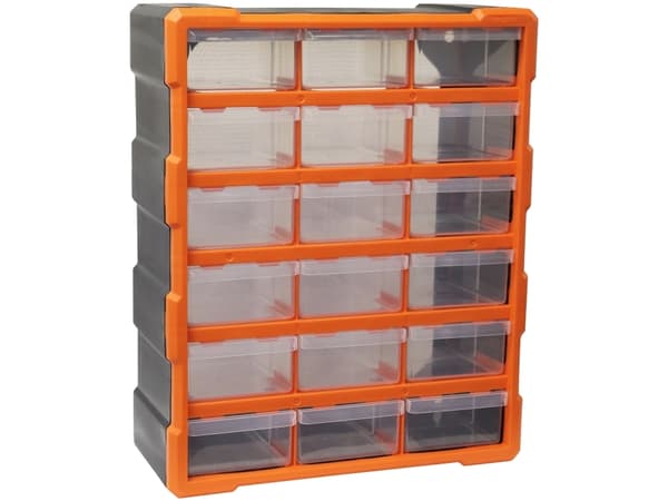 Boxer® sortimentskasse med 18 skuffer 47,5 × 38,5 × 18 cm